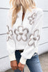 Soft Textured Floral Print Quarter Zip Long Sleeve Sweater