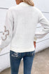 Soft Textured Floral Print Quarter Zip Long Sleeve Sweater