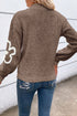 Soft Textured Floral Print Quarter Zip Long Sleeve Sweater
