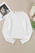 Soft Textured Jacquard Knit Slim Fit Long Sleeve Top