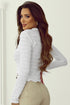 Soft Textured Jacquard Knit Slim Fit Long Sleeve Top