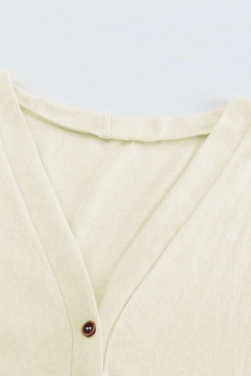 Soft Textured Knit Button Front Long Sleeve Cardigan