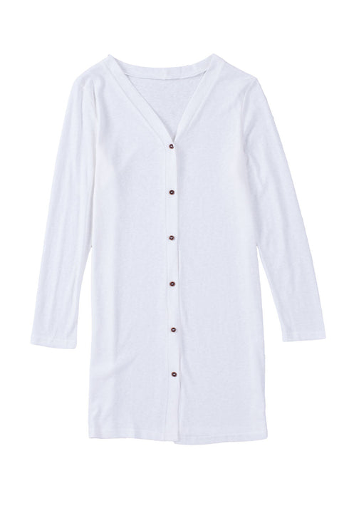 Soft Textured Knit Button Front Long Sleeve Cardigan