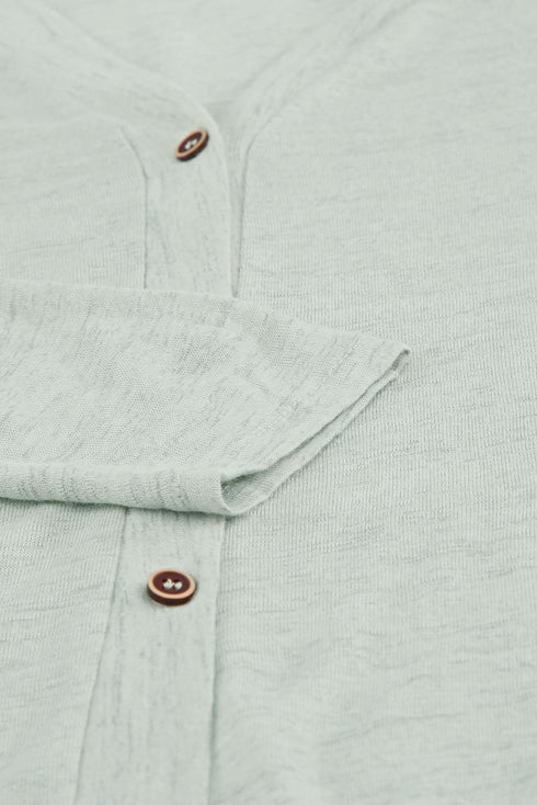 Soft Textured Knit Button Front Long Sleeve Cardigan