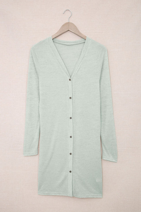 Soft Textured Knit Button Front Long Sleeve Cardigan