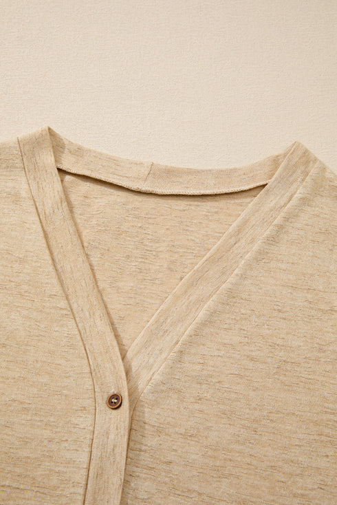 Soft Textured Knit Button Front Long Sleeve Cardigan