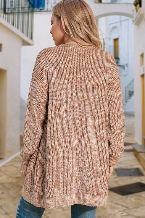 Soft Textured Knit Open Front Pocket Cardigan