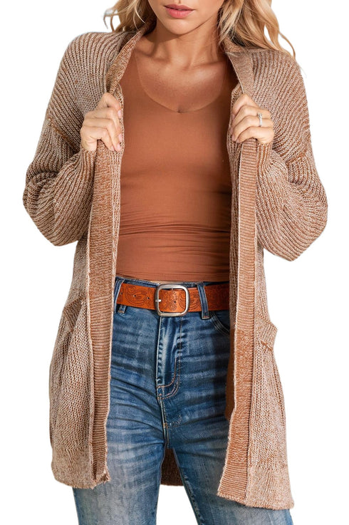 Soft Textured Knit Open Front Pocket Cardigan