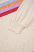 Soft Textured Knit Stripe Drop Shoulder Balloon Sleeve Sweater