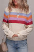 Soft Textured Knit Stripe Drop Shoulder Balloon Sleeve Sweater