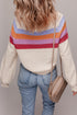 Soft Textured Knit Stripe Drop Shoulder Balloon Sleeve Sweater