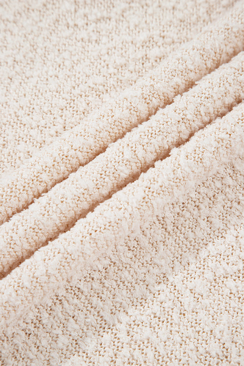 Soft Textured Knit Stripe Drop Shoulder Balloon Sleeve Sweater
