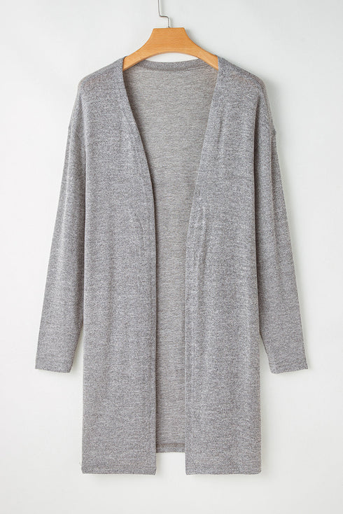 Soft Textured Open Front Long Sleeve Cardigan