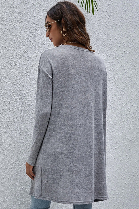 Soft Textured Open Front Long Sleeve Cardigan