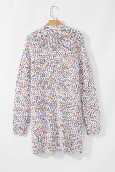 Soft Textured Speckled Open Front Relaxed Fit Cardigan
