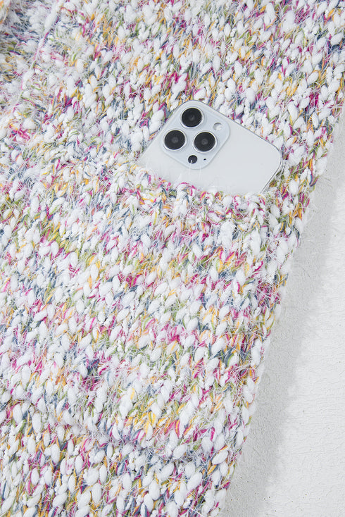 Soft Textured Speckled Open Front Relaxed Fit Cardigan