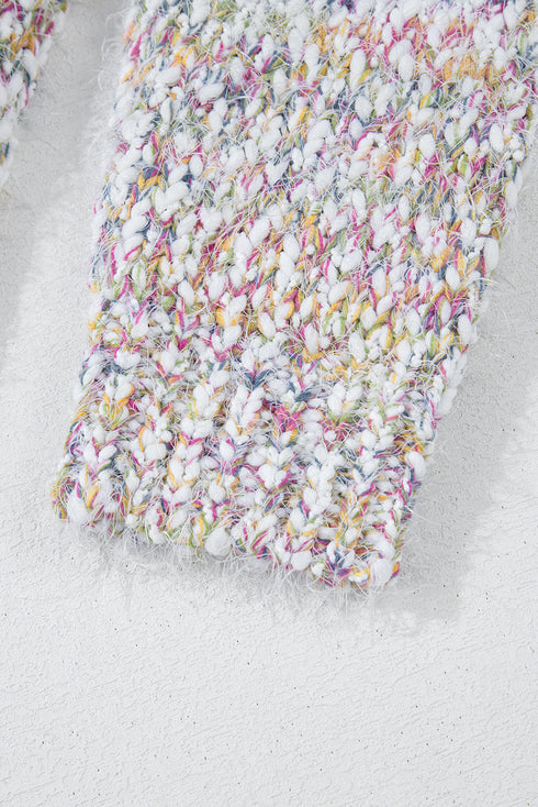 Soft Textured Speckled Open Front Relaxed Fit Cardigan