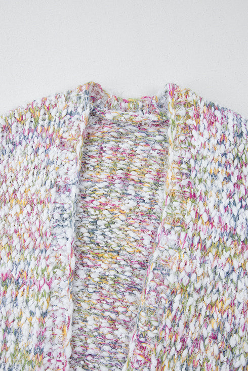 Soft Textured Speckled Open Front Relaxed Fit Cardigan