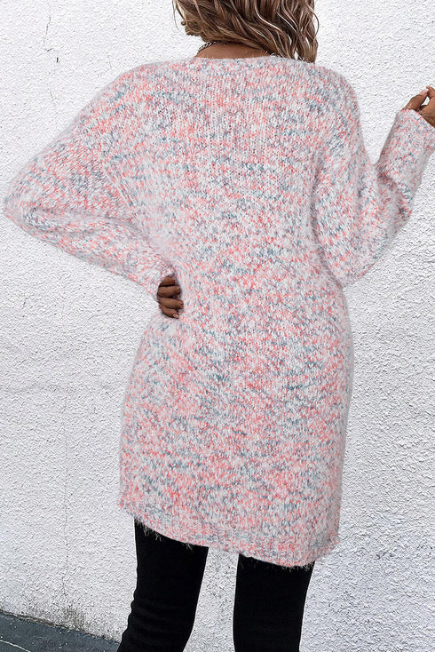 Soft Textured Speckled Open Front Relaxed Fit Cardigan
