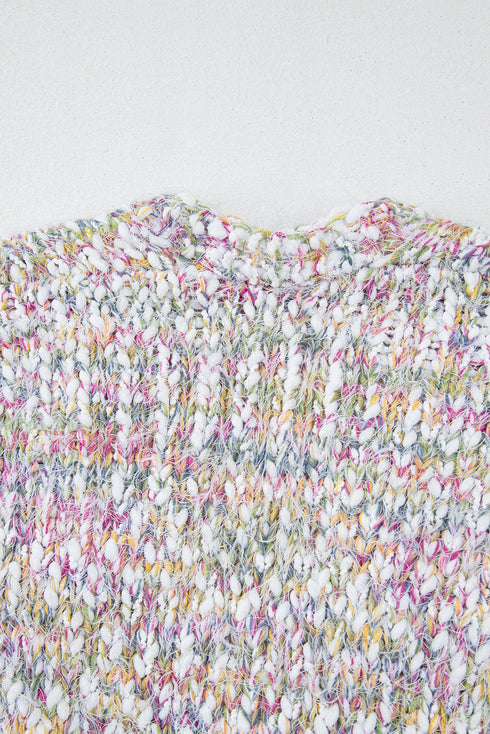 Soft Textured Speckled Open Front Relaxed Fit Cardigan