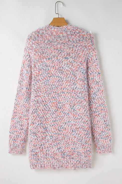 Soft Textured Speckled Open Front Relaxed Fit Cardigan