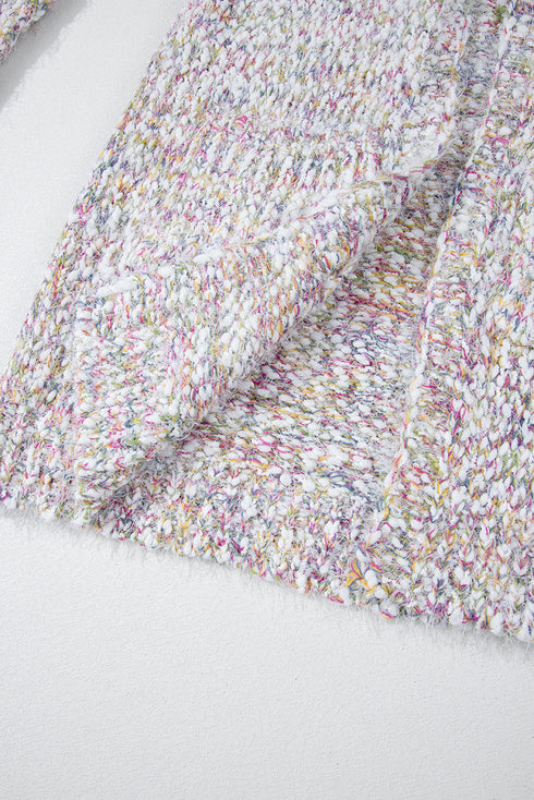 Soft Textured Speckled Open Front Relaxed Fit Cardigan