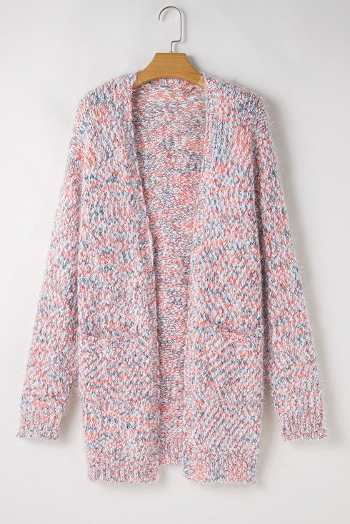 Soft Textured Speckled Open Front Relaxed Fit Cardigan