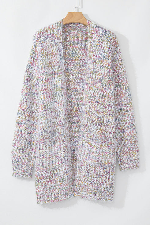 Soft Textured Speckled Open Front Relaxed Fit Cardigan