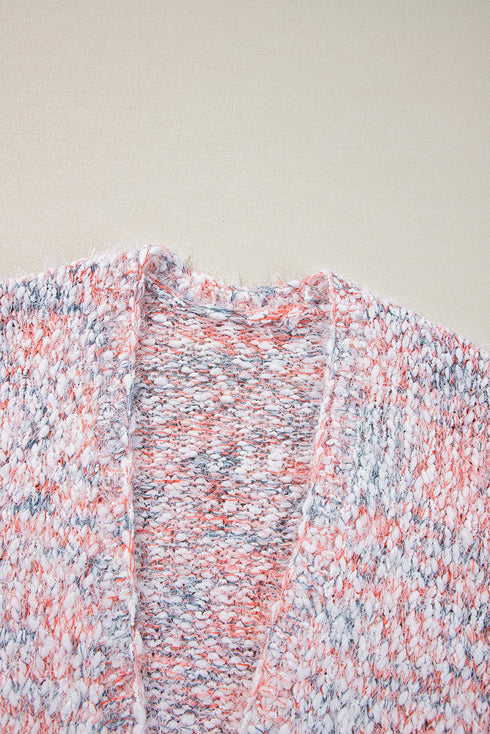 Soft Textured Speckled Open Front Relaxed Fit Cardigan