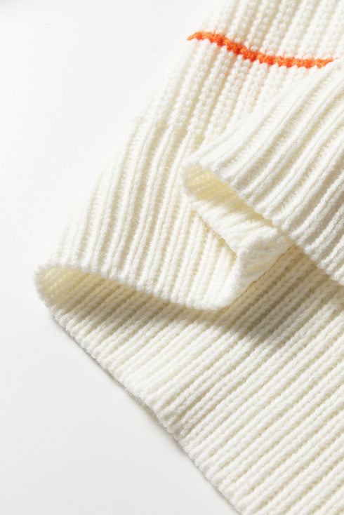 Soft Textured Striped V Neck Sweater