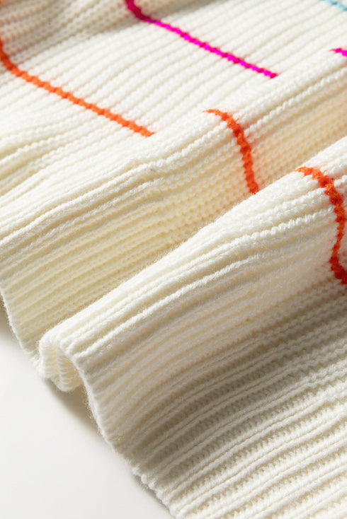Soft Textured Striped V Neck Sweater