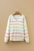 Soft Textured Striped V Neck Sweater