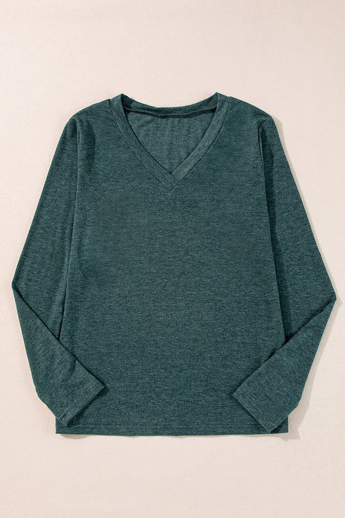 Soft Touch Long Sleeve V Neck Essential Top