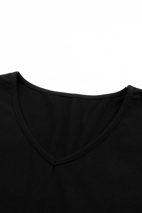 Soft V Neckline Knit Long Sleeve Pullover Top