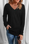 Soft V Neckline Knit Long Sleeve Pullover Top