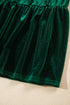 Soft Velvet Shirred Waist Tiered Short Sleeve Maxi Dress