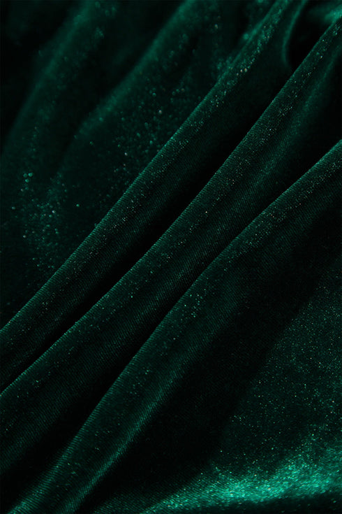 Soft Velvet Shirred Waist Tiered Short Sleeve Maxi Dress