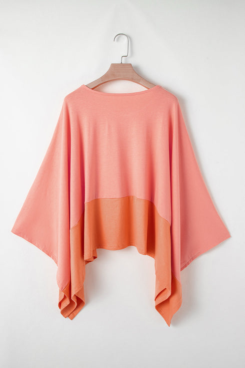 Soft Viscose Blend Patchwork Split Hem Top