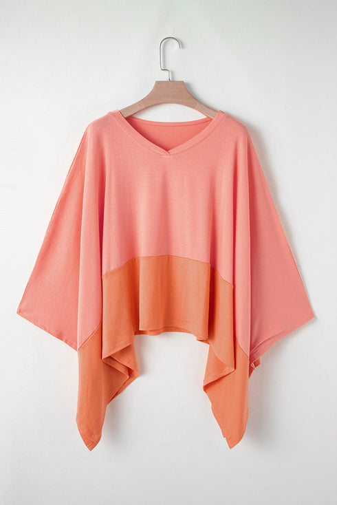 Soft Viscose Blend Patchwork Split Hem Top