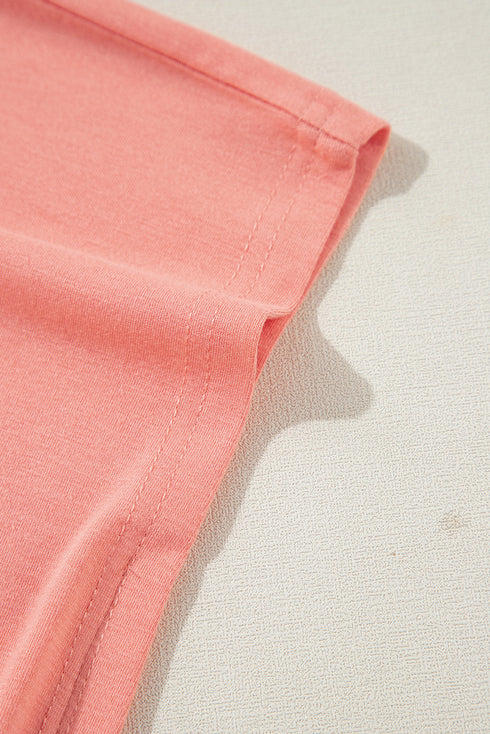 Soft Viscose Blend Patchwork Split Hem Top
