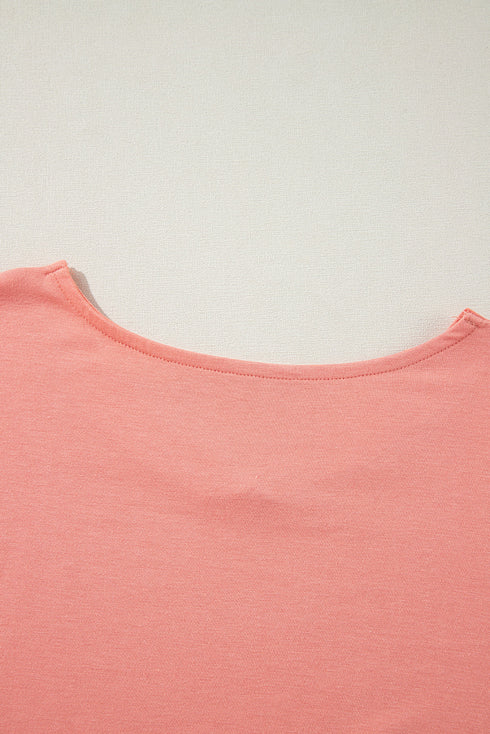 Soft Viscose Blend Patchwork Split Hem Top