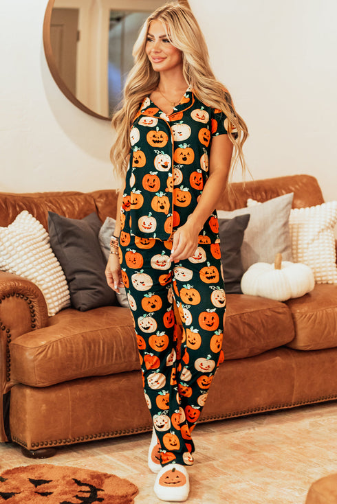 Soft Viscose Graphic Print Button Front Pajama Set