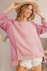 Soft Waffle Knit Blocked Design Casual Pullover