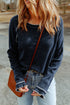 Soft Waffle Knit Exposed Seam Raglan Top
