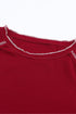 Soft Waffle Knit Exposed Seam Raglan Top
