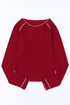 Soft Waffle Knit Exposed Seam Raglan Top