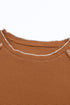 Soft Waffle Knit Exposed Seam Raglan Top