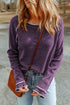 Soft Waffle Knit Exposed Seam Raglan Top