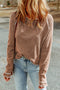 Soft Waffle Knit Exposed Seam Raglan Top