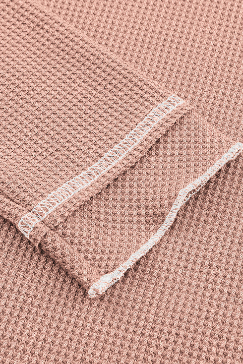 Soft Waffle Knit Exposed Seam Raglan Top